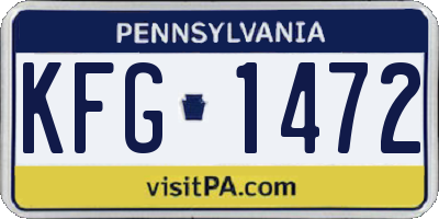 PA license plate KFG1472