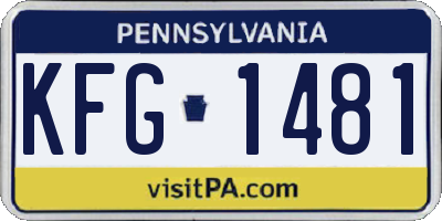 PA license plate KFG1481