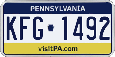 PA license plate KFG1492