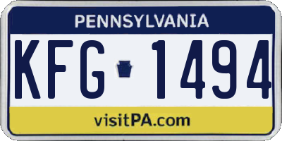 PA license plate KFG1494