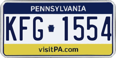 PA license plate KFG1554