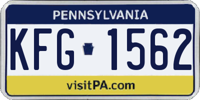 PA license plate KFG1562