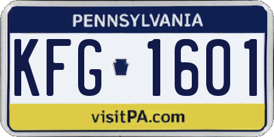 PA license plate KFG1601