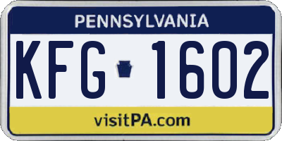 PA license plate KFG1602