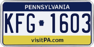 PA license plate KFG1603
