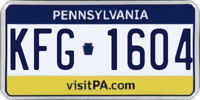 PA license plate KFG1604