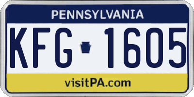 PA license plate KFG1605