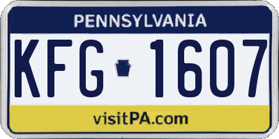 PA license plate KFG1607