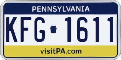 PA license plate KFG1611