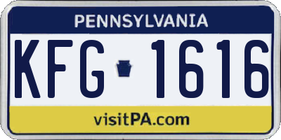 PA license plate KFG1616