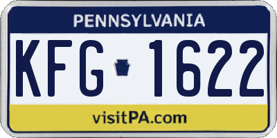 PA license plate KFG1622