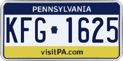 PA license plate KFG1625