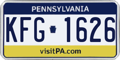 PA license plate KFG1626