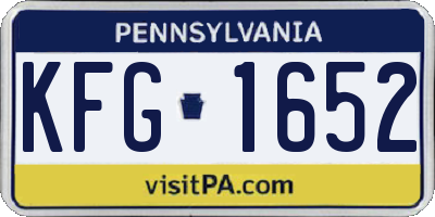 PA license plate KFG1652