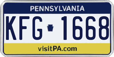 PA license plate KFG1668