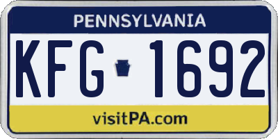 PA license plate KFG1692