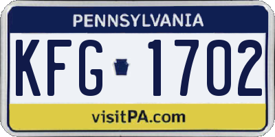 PA license plate KFG1702