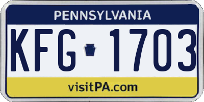 PA license plate KFG1703