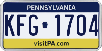 PA license plate KFG1704