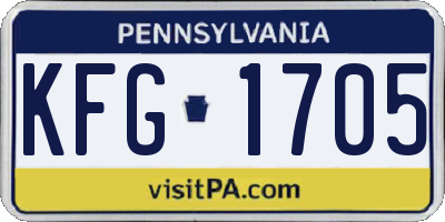 PA license plate KFG1705
