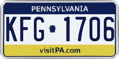 PA license plate KFG1706