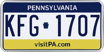 PA license plate KFG1707