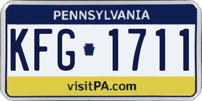 PA license plate KFG1711