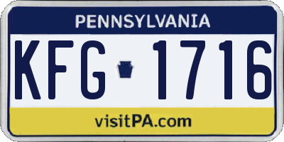 PA license plate KFG1716