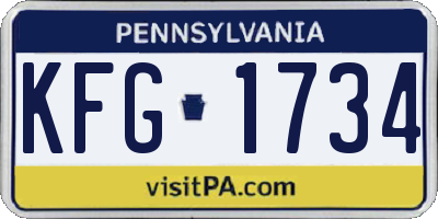 PA license plate KFG1734