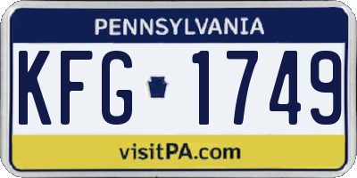 PA license plate KFG1749