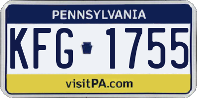 PA license plate KFG1755
