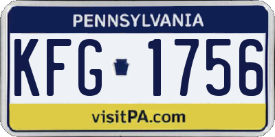 PA license plate KFG1756