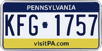 PA license plate KFG1757