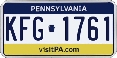 PA license plate KFG1761