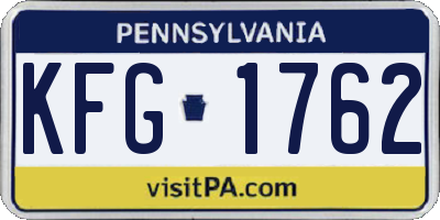 PA license plate KFG1762