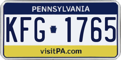 PA license plate KFG1765