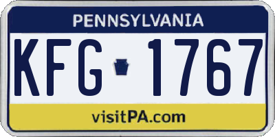 PA license plate KFG1767