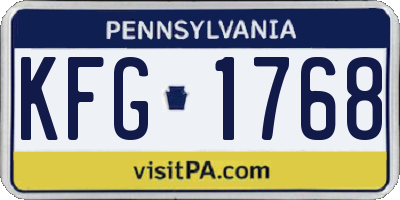 PA license plate KFG1768