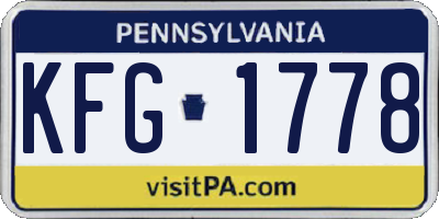 PA license plate KFG1778