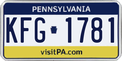 PA license plate KFG1781