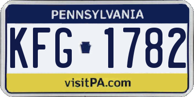 PA license plate KFG1782