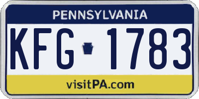 PA license plate KFG1783