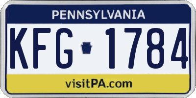 PA license plate KFG1784