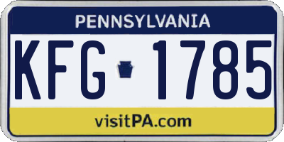 PA license plate KFG1785