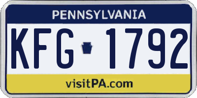 PA license plate KFG1792