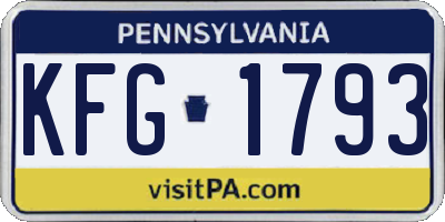 PA license plate KFG1793