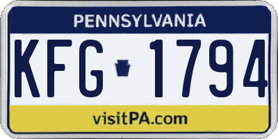PA license plate KFG1794