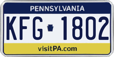 PA license plate KFG1802
