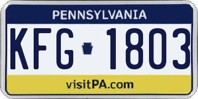 PA license plate KFG1803