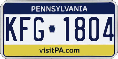 PA license plate KFG1804